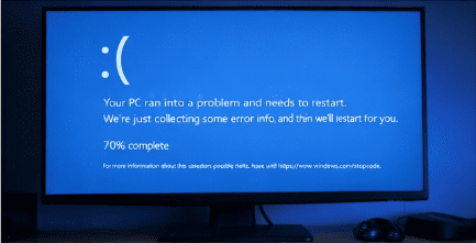 blue screen error on gaming PC monitor